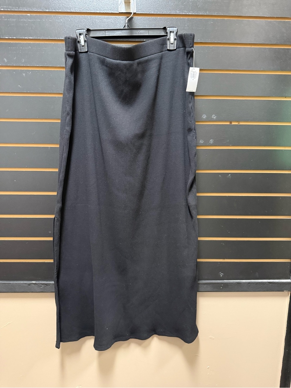 Old Navy Black Ribbed Maxi Skirt Side Slits Plus Size 2X NWT